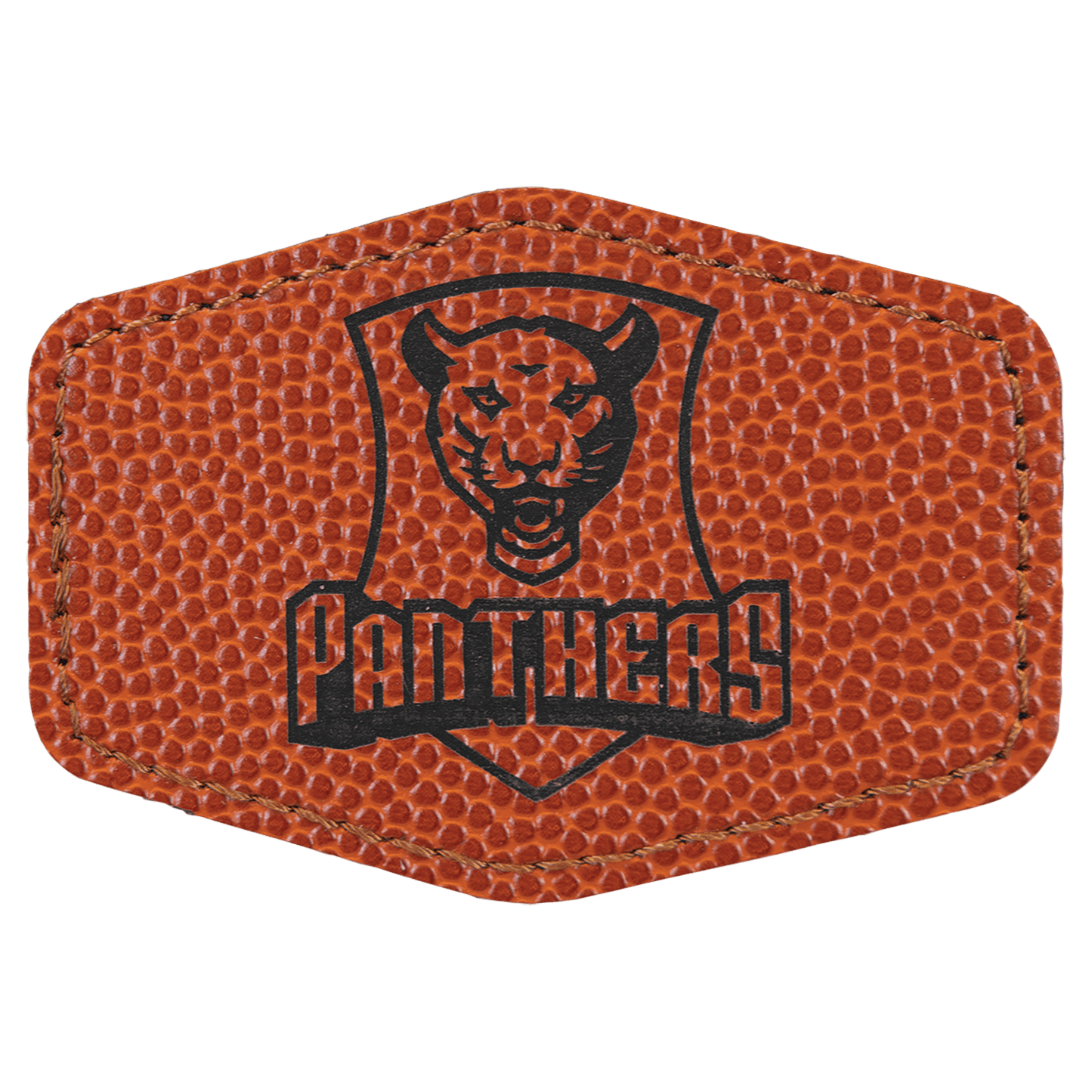 Basketball 3" x 2" Hex Laserable Leatherette Patch with Adhesive