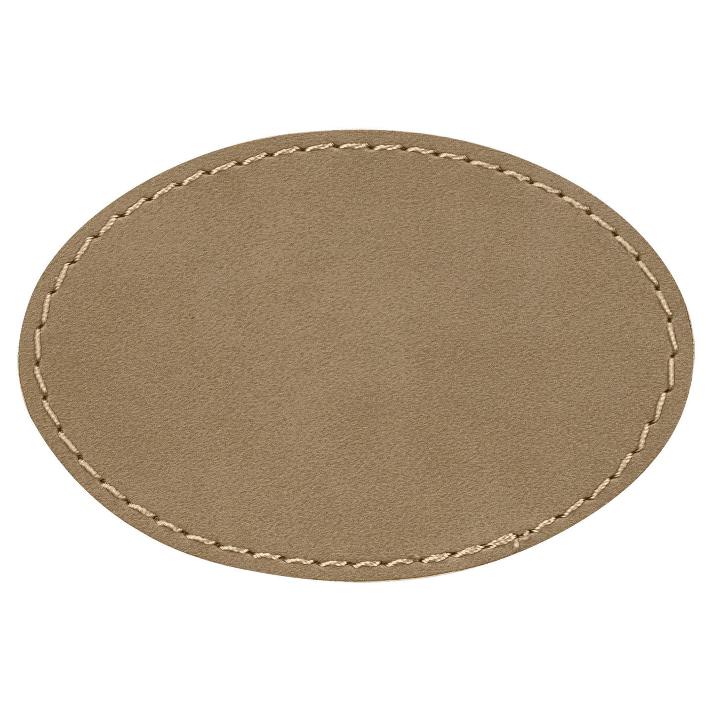 Light Brown 3" x 2" oval leatherette patch laser engravable Kota Pro adhesive