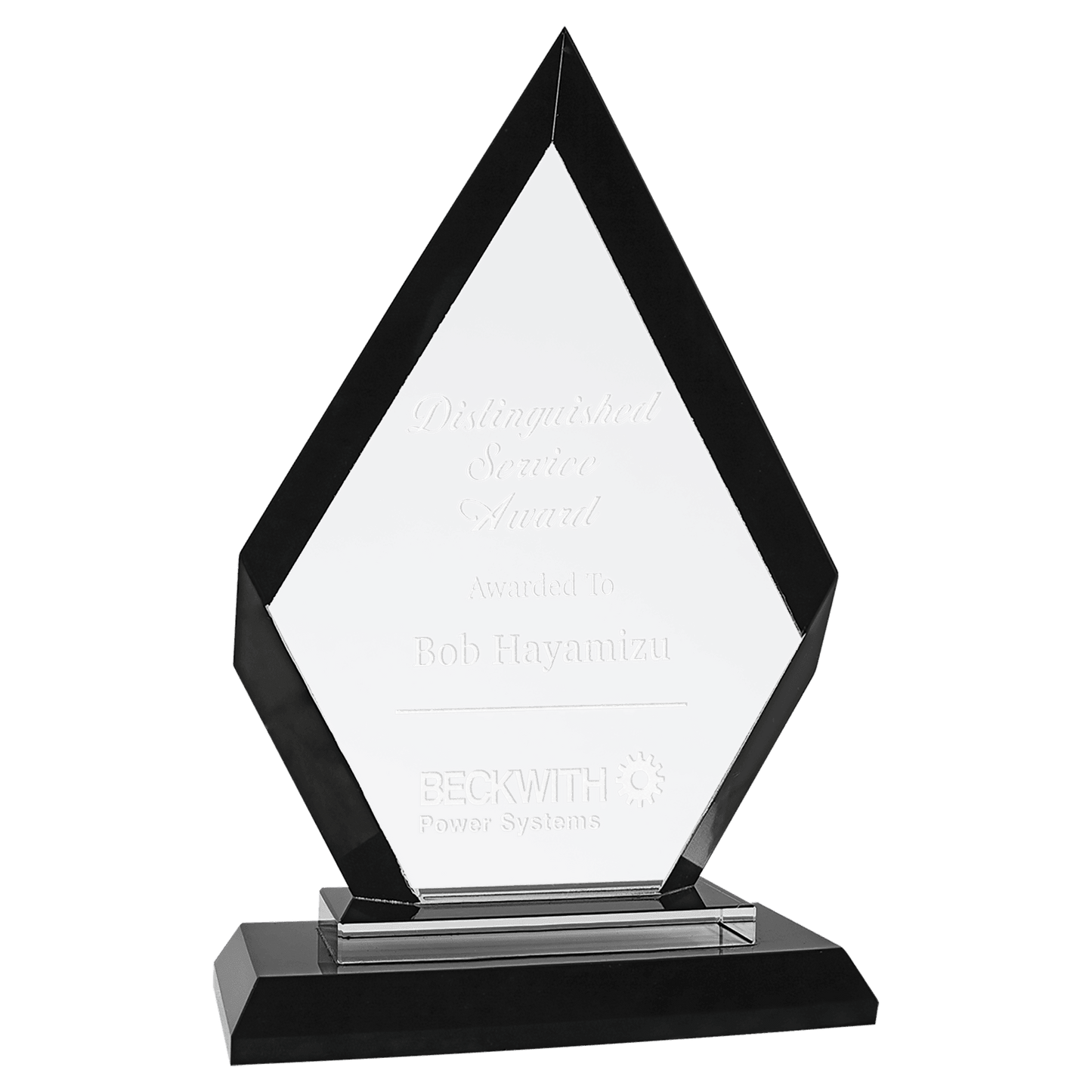 7 1/2" Diamond Regal Glass crystal award laser engravable