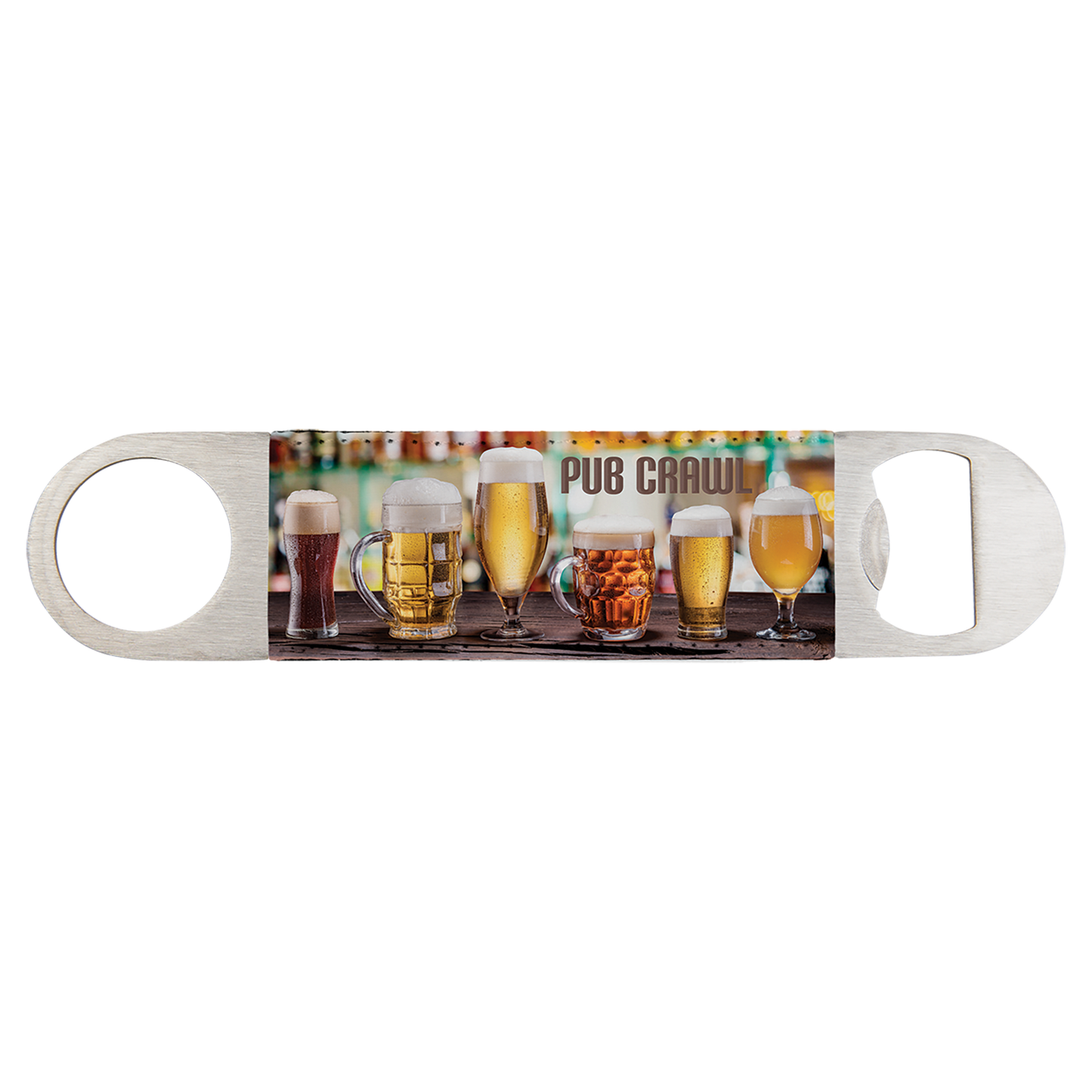 Personalized 7 inch stainless steel bottle opener with full-color custom design or name