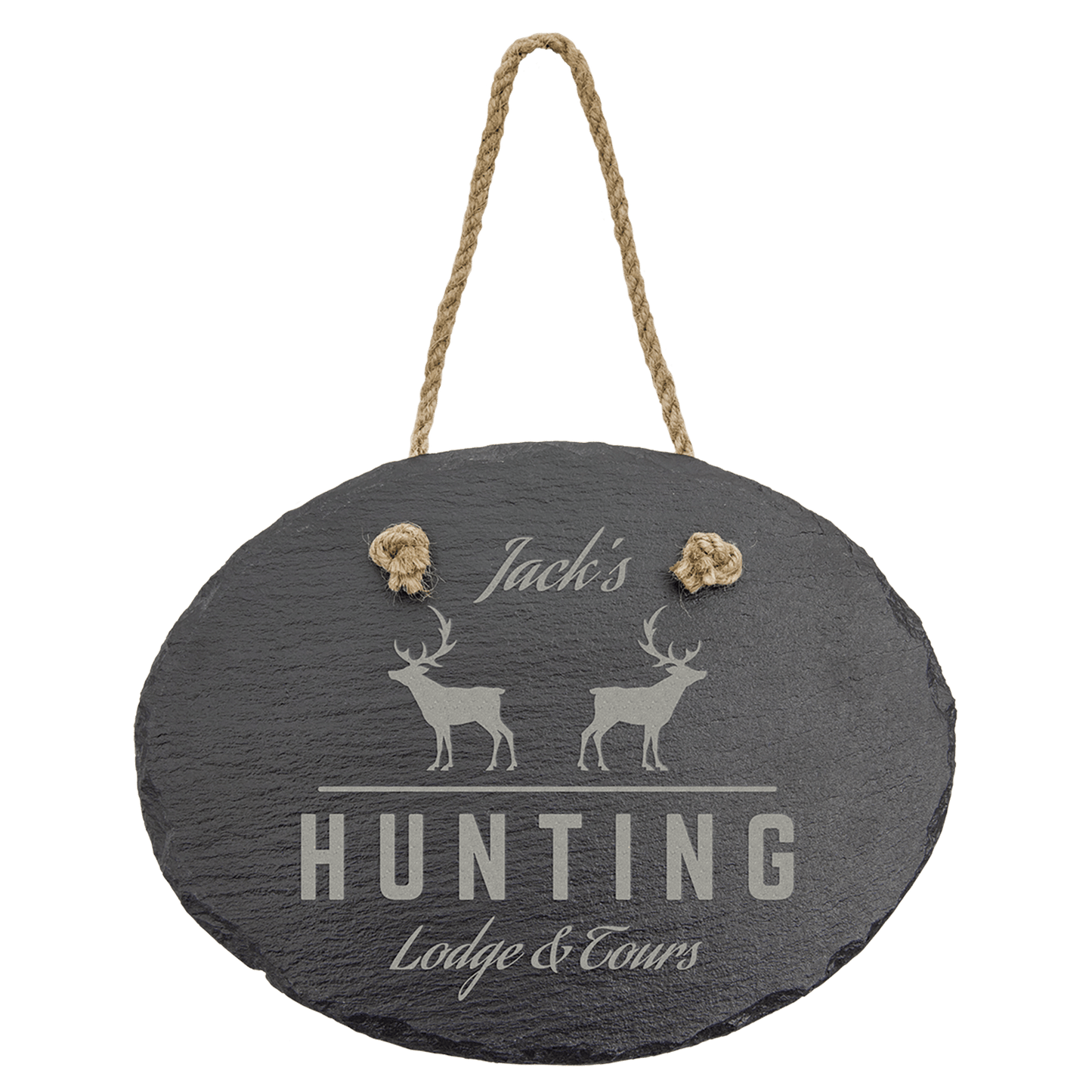 7 3/4" x 6" Oval Slate Decor with Hanger String laser engravable