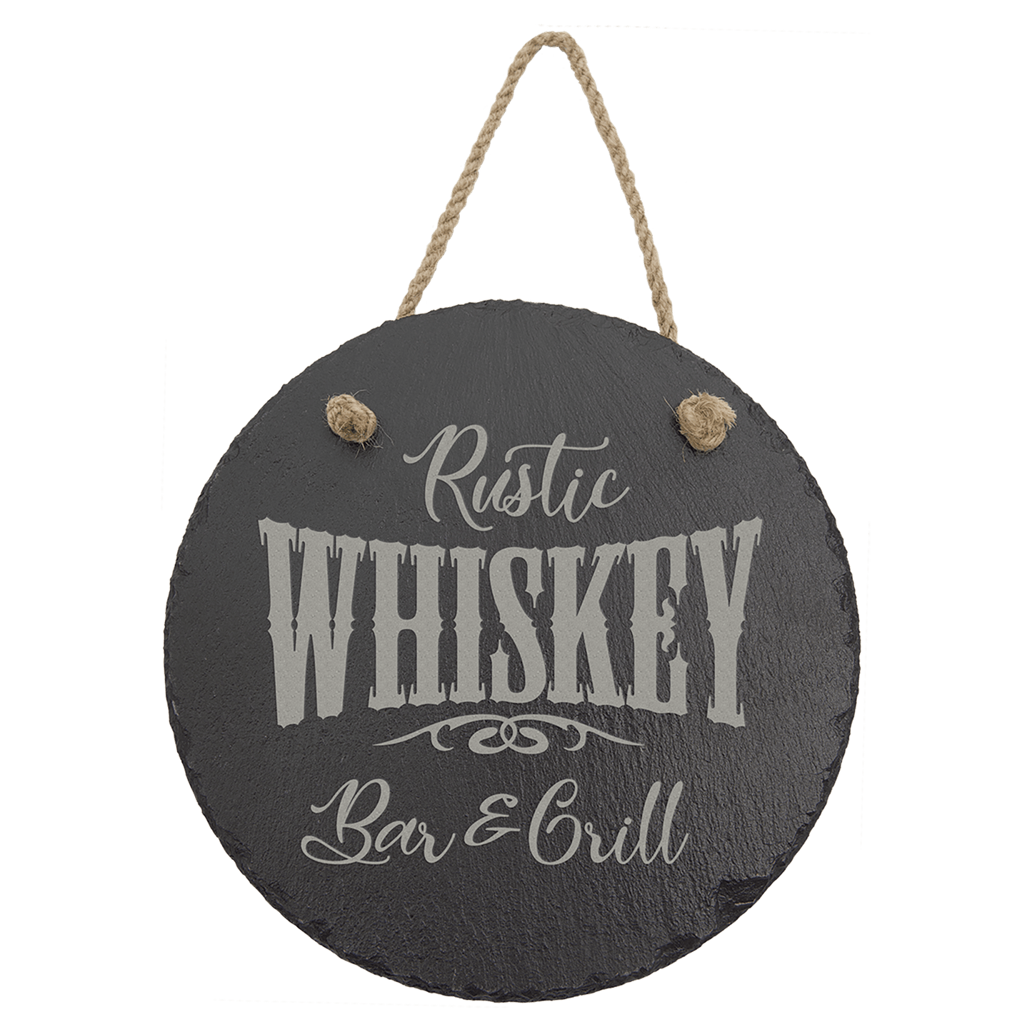 7 3/4" Round Slate Decor with Hanger String laser engravable