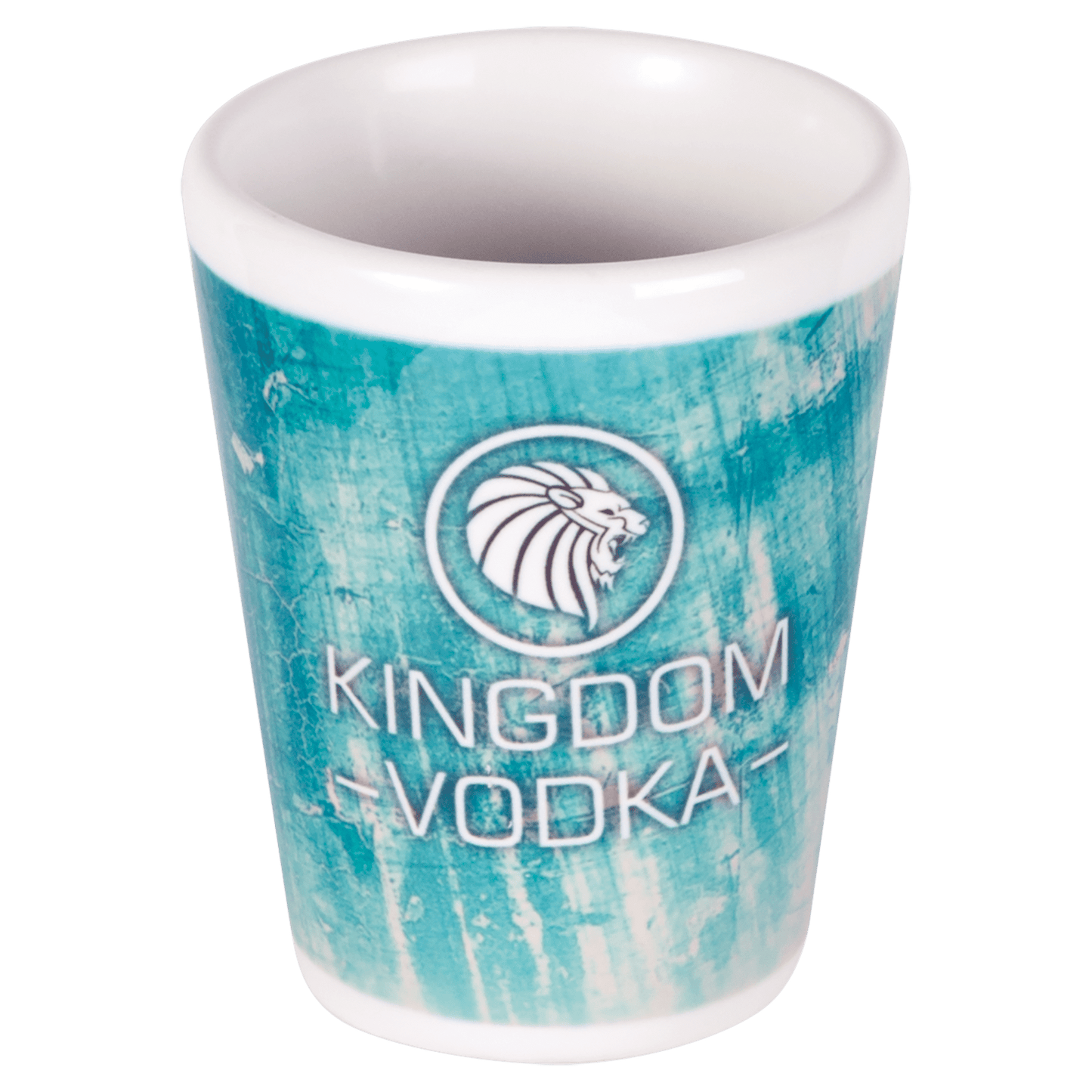 Personalized 1.5 oz. ceramic shot glass with custom full-color photo or design