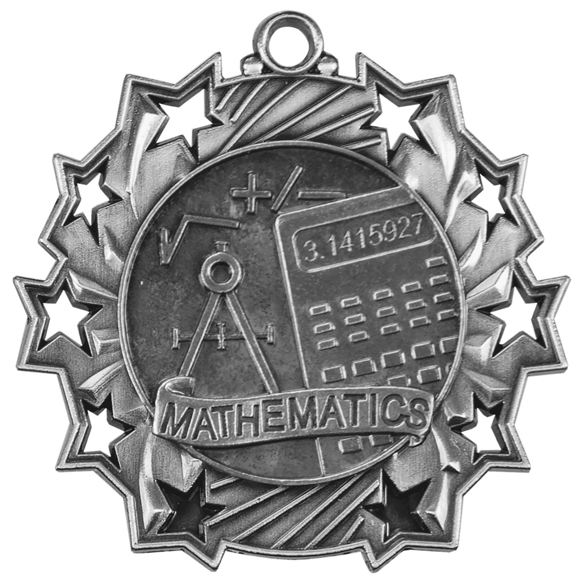 2 1/4" Math Ten Star Medal laser engravable medal