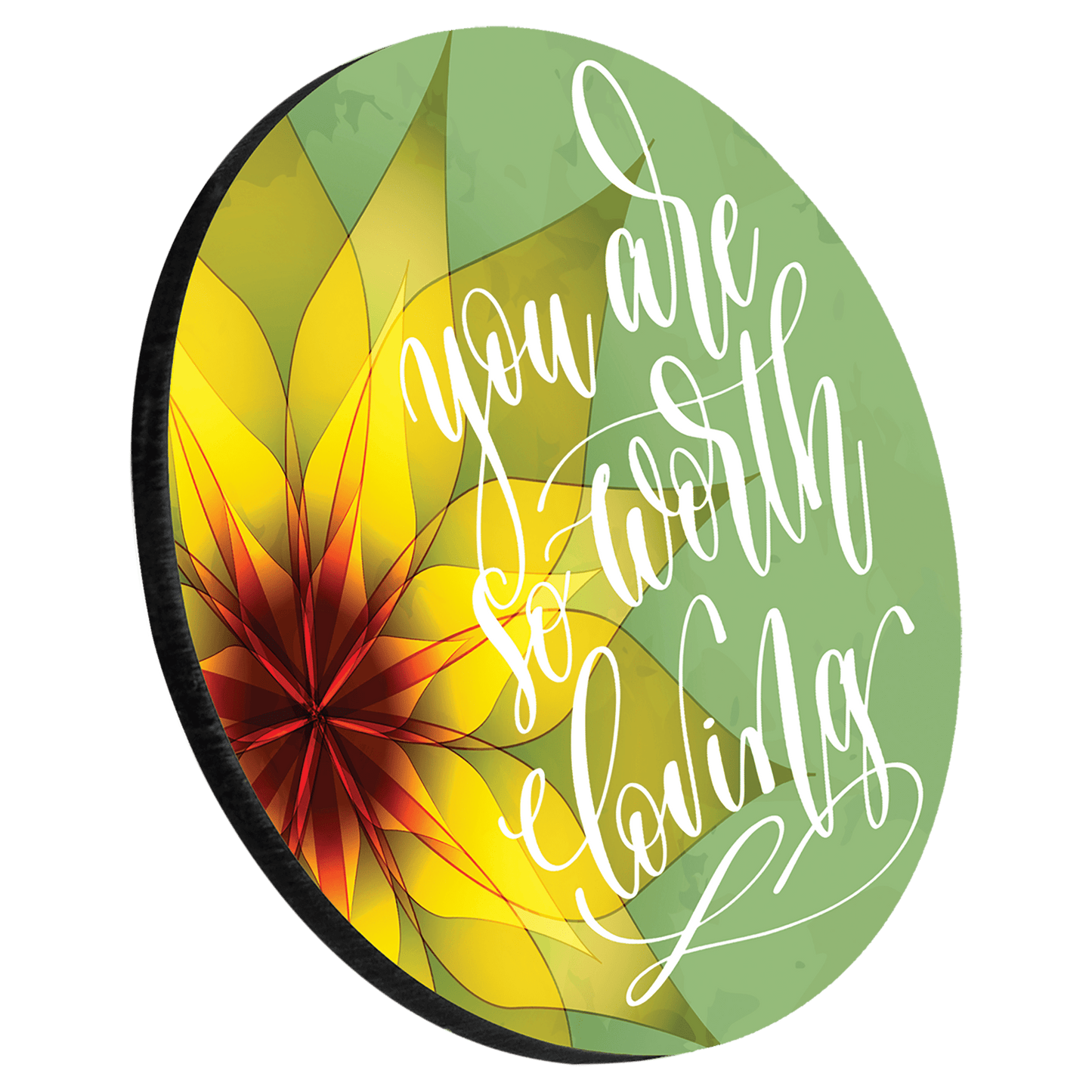 Personalized 3.75 inch round coaster with cork backing and custom engraved name, monogram or design