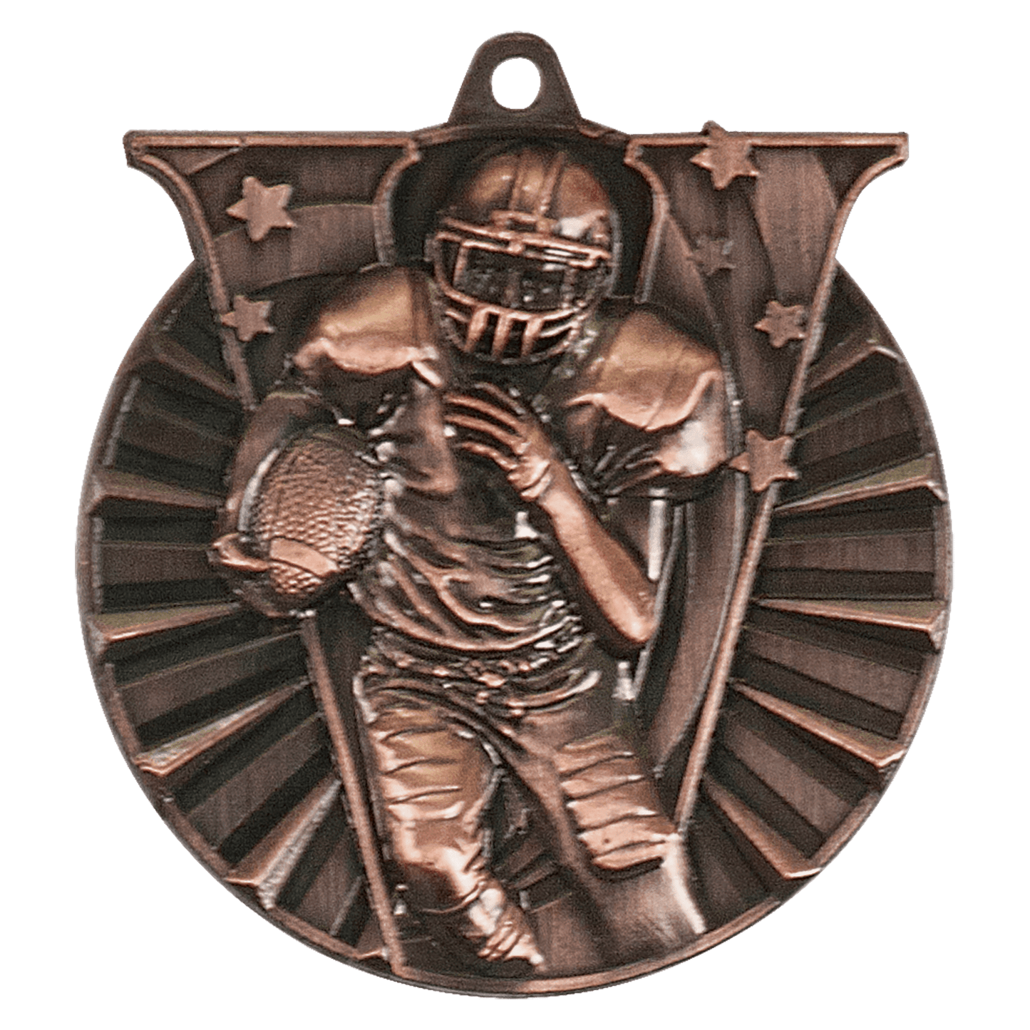 Antique Bronze 2" Football Victory Medal