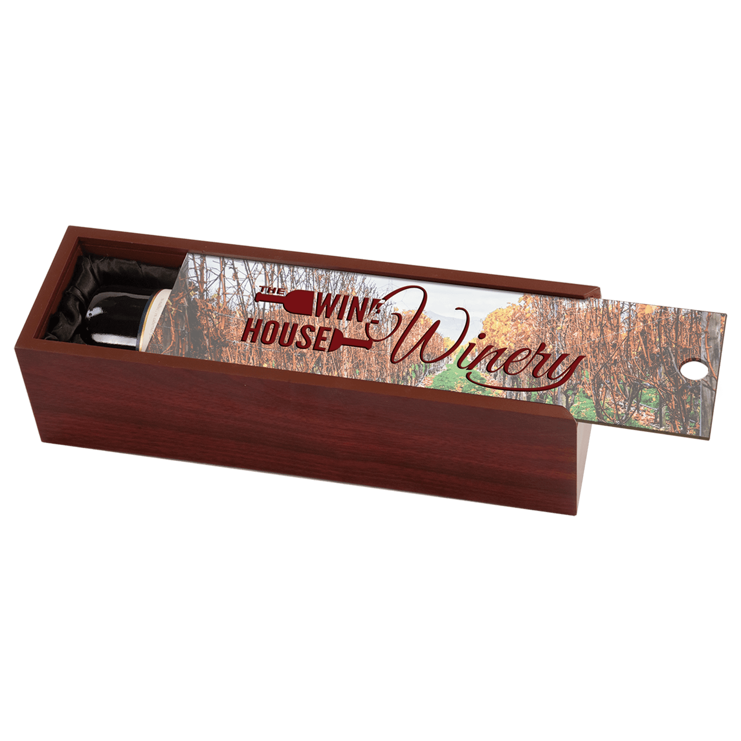 Personalized rosewood wine box with custom photo or design on sublimatable hardboard lid