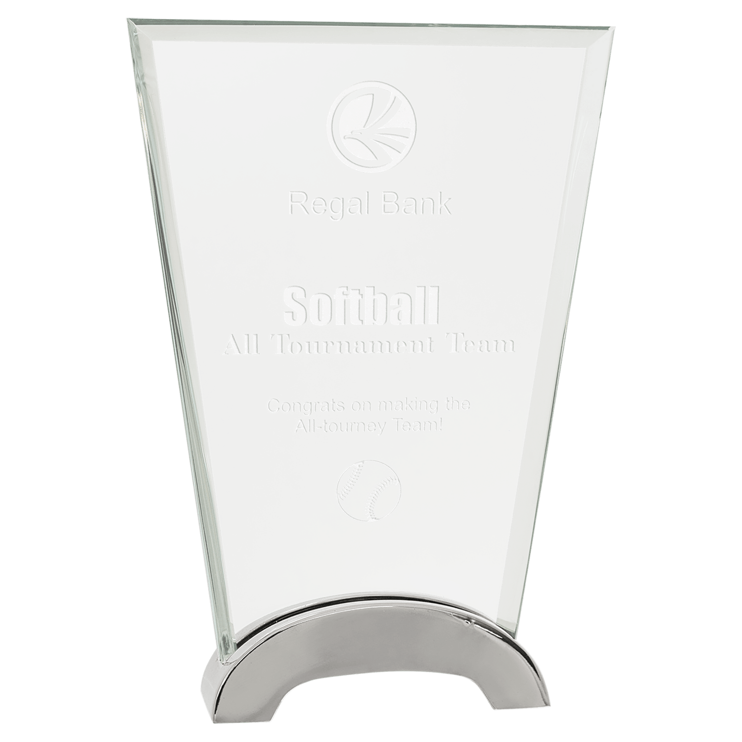 Glass Award On Metal Base
