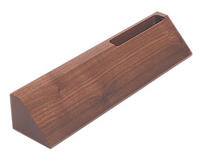 10" Genuine Walnut Desk Wedge with Business Card Holder