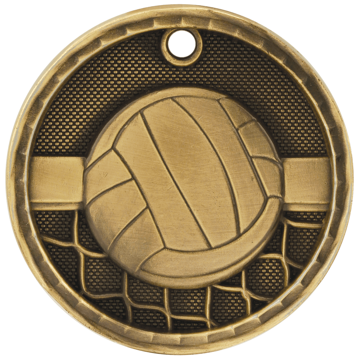Antique Gold 2" 3D Volleyball Medal