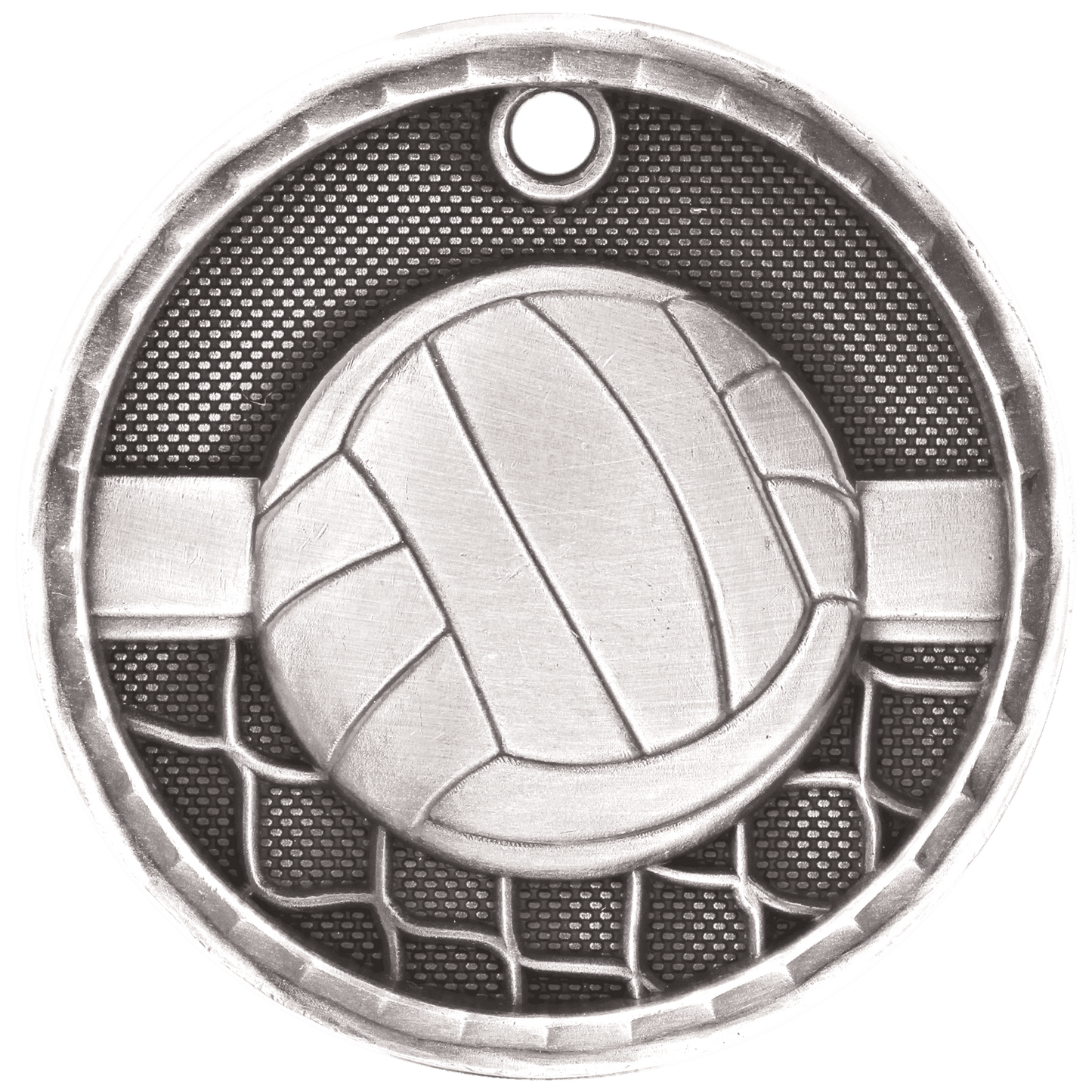 Antique Silver 2" 3D Volleyball Medal