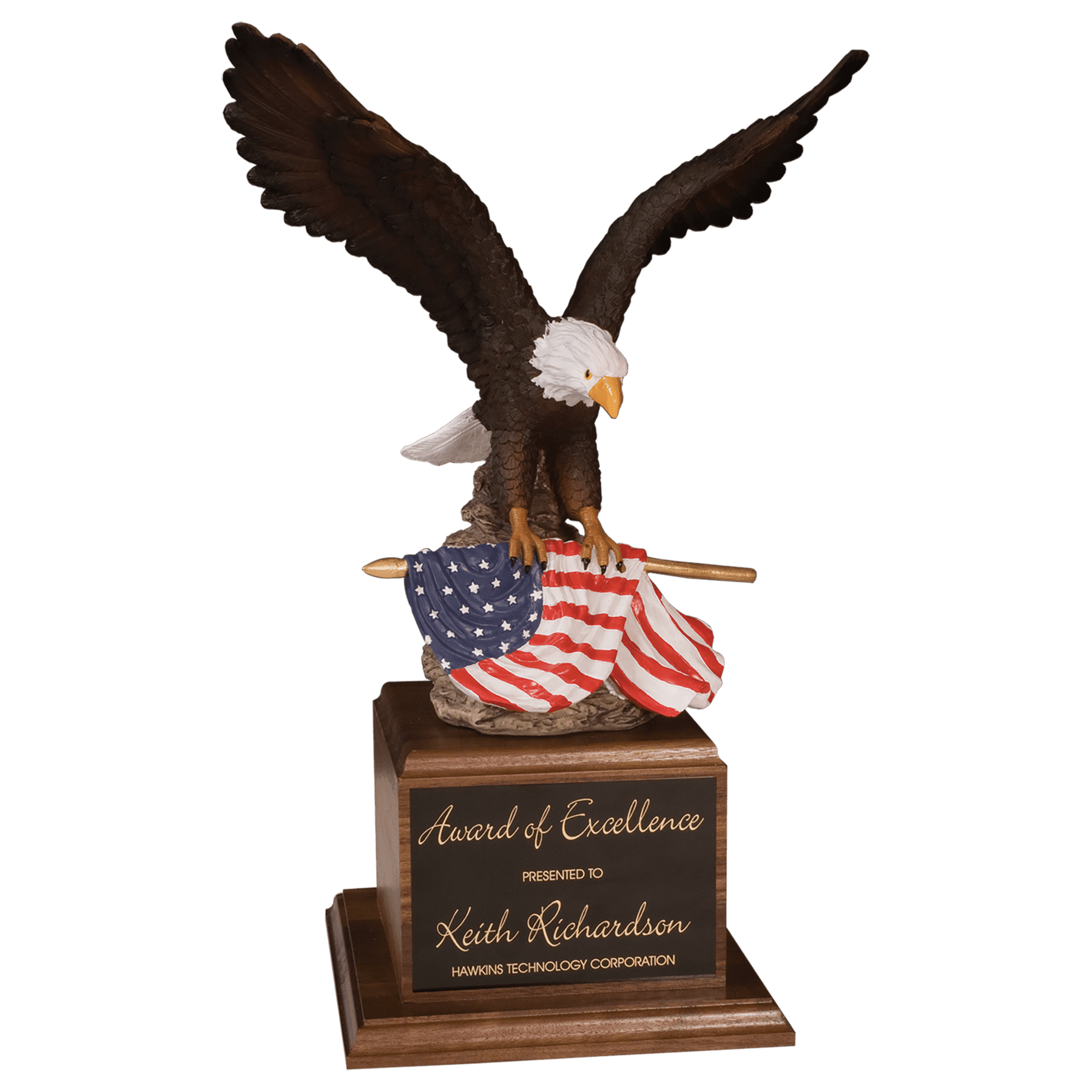 Hand Painted Eagle on a Genuine Walnut Base laser engravable