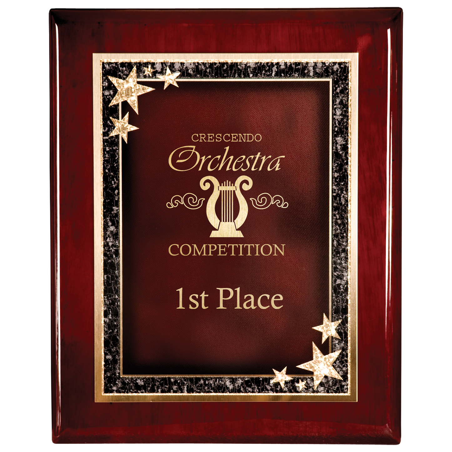 8" x 10" Premium Rosewood Finish Plaque with Red Starburst Plate