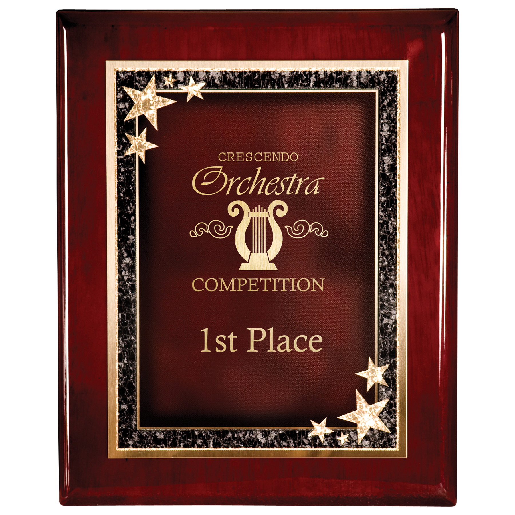 8" x 10" Premium Rosewood Finish Plaque with Red Starburst Plate
