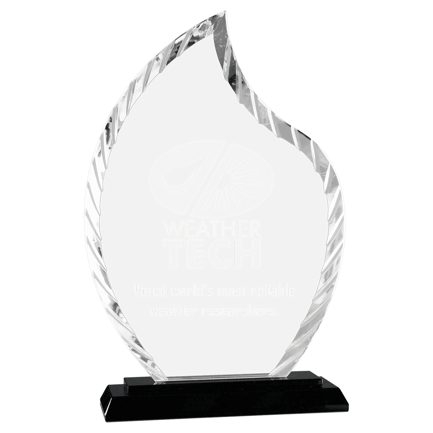9 1/2" Flame Accent Glass on Black Base crystal award laser engravable
