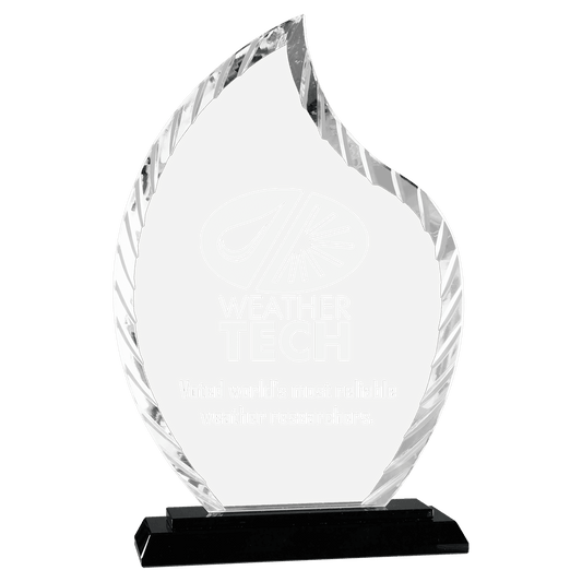 9 1/2" Flame Accent Glass on Black Base crystal award laser engravable
