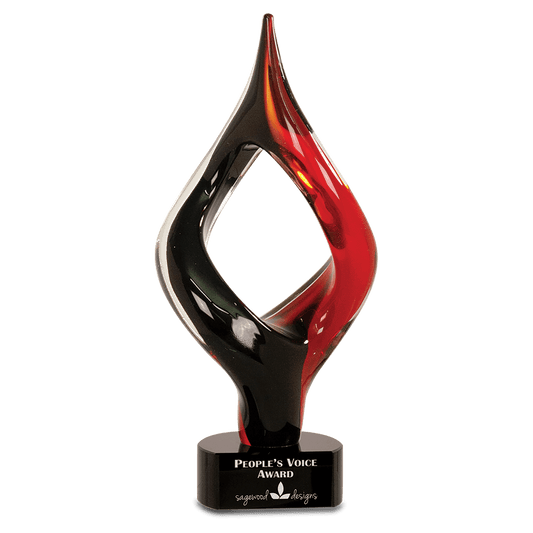 13 1/4" Red & Black Twist Art Glass glass award laser engravable