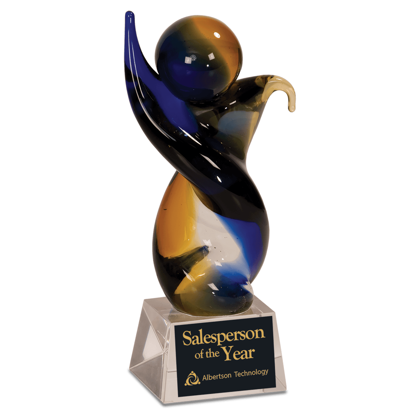 7 3/4" Twisted Body Art Glass glass award laser engravable