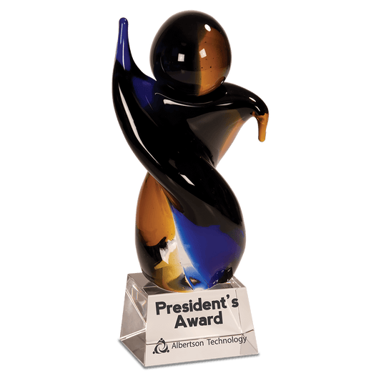 9 1/2" Twisted Body Art Glass glass award laser engravable