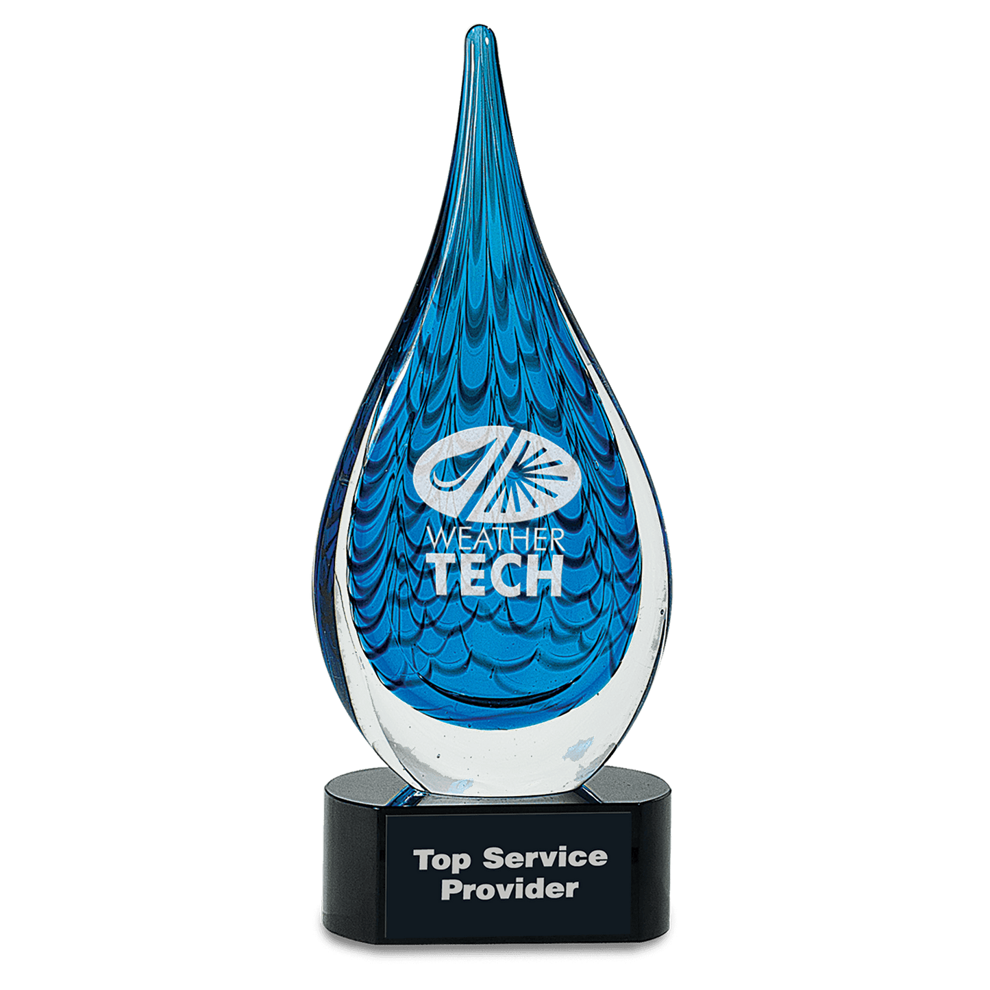 12 1/2" Blue Raindrop Art Glass glass award laser engravable
