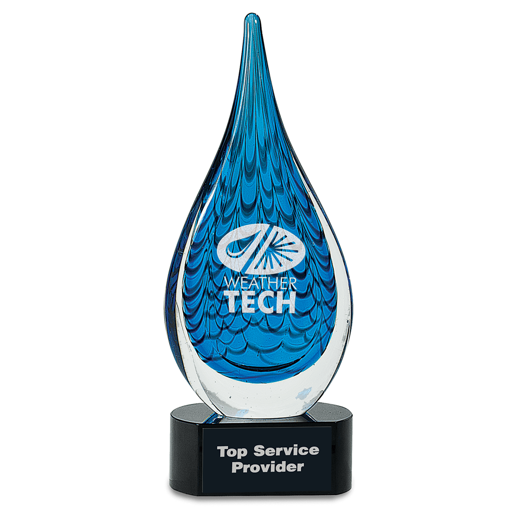 12 1/2" Blue Raindrop Art Glass glass award laser engravable