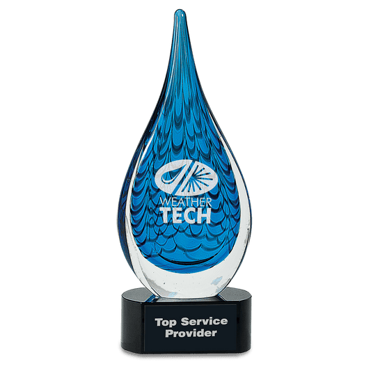 12 1/2" Blue Raindrop Art Glass glass award laser engravable
