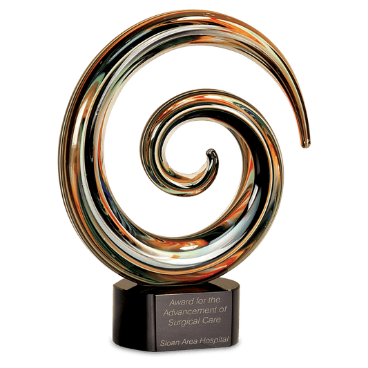 9 1/4" Swirl Art Glass glass award laser engravable