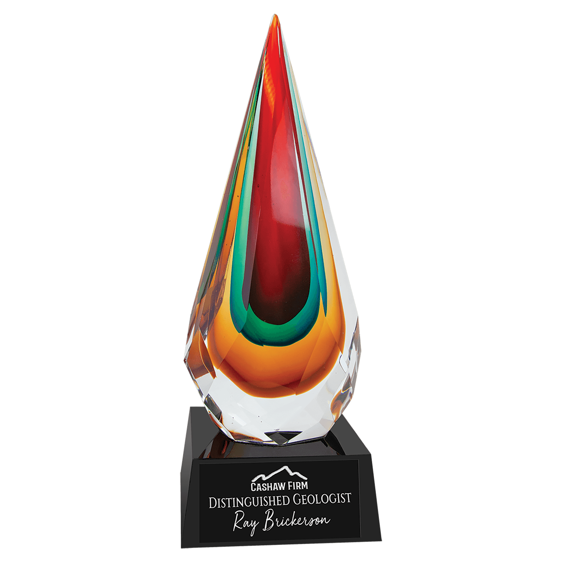 12" Faceted Rain Drop glass award laser engravable