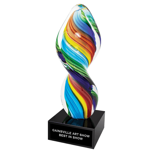 10 1/2" Rainbow Twist Art Glass glass award laser engravable