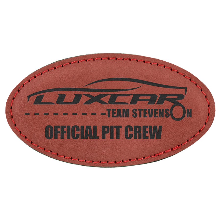 3 1/4" x 1 3/4" laser engravable leatherette oval name badge