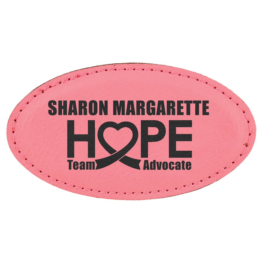 Pink 3 1/4" x 1 3/4" laser engravable leatherette oval name badge