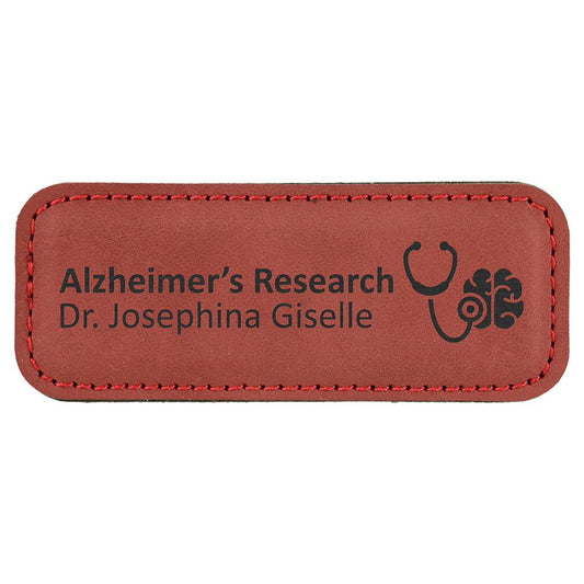 3 1/4" x 1 1/4" laser engravable leatherette  name badge