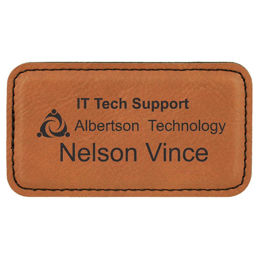 Rawhide 3 1/4" x 1 3/4" laser engravable leatherette  name badge