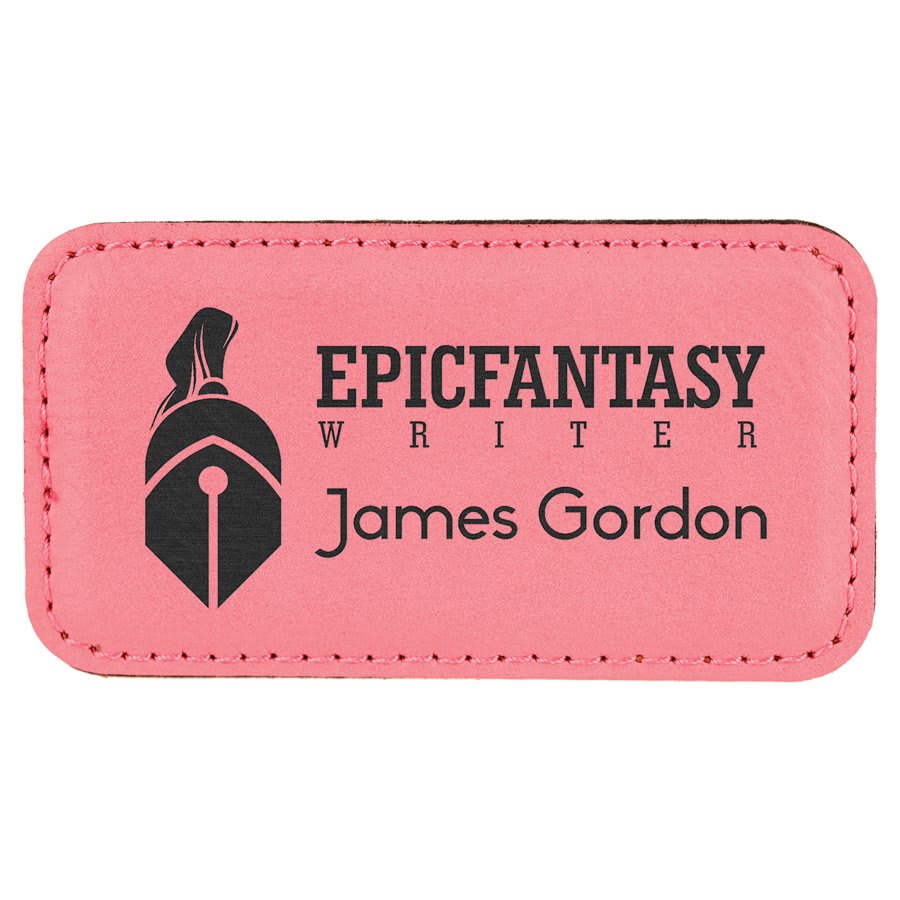 Pink 3 1/4" x 1 3/4" laser engravable leatherette  name badge
