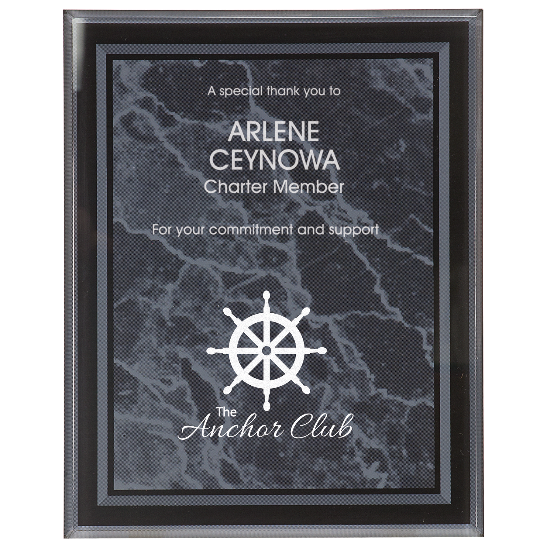 Black 7" x 9" Marble Border -Plaq Acrylic