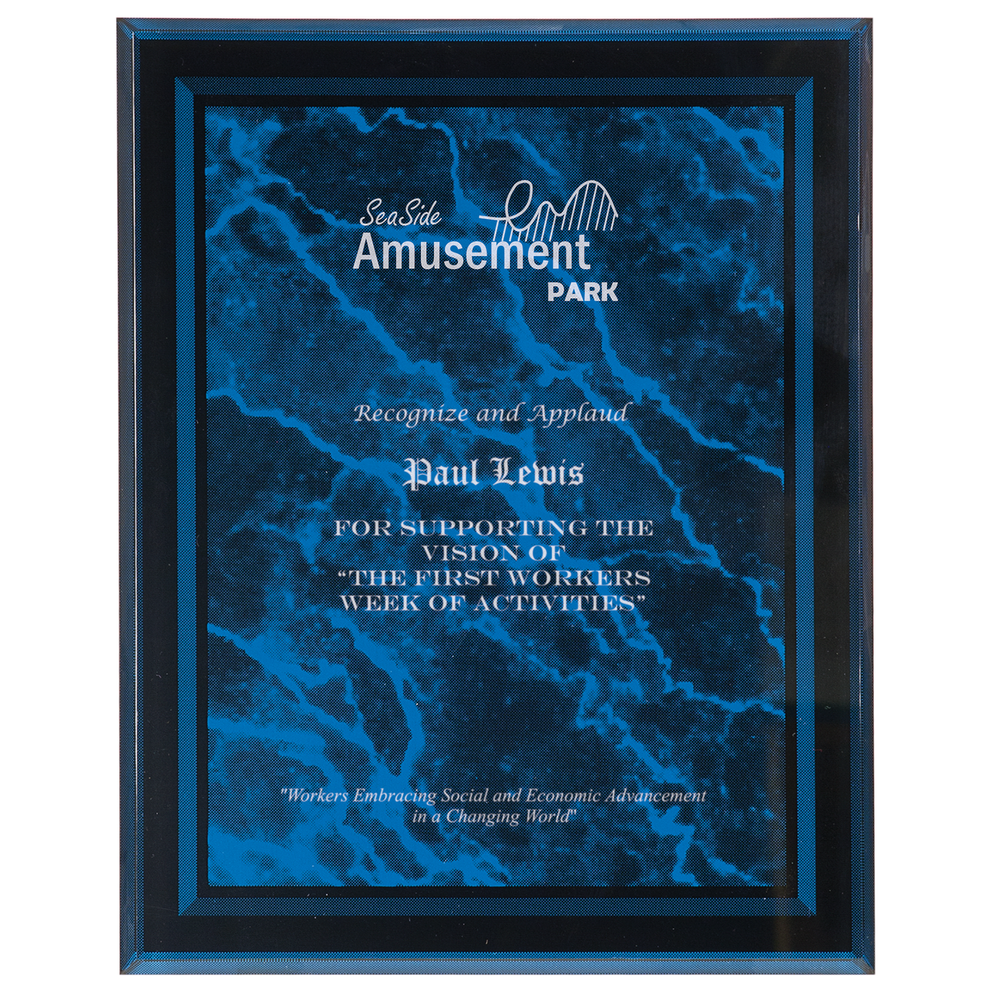 Blue Marble Border Clear 7" x 9" -Plaq Acrylic