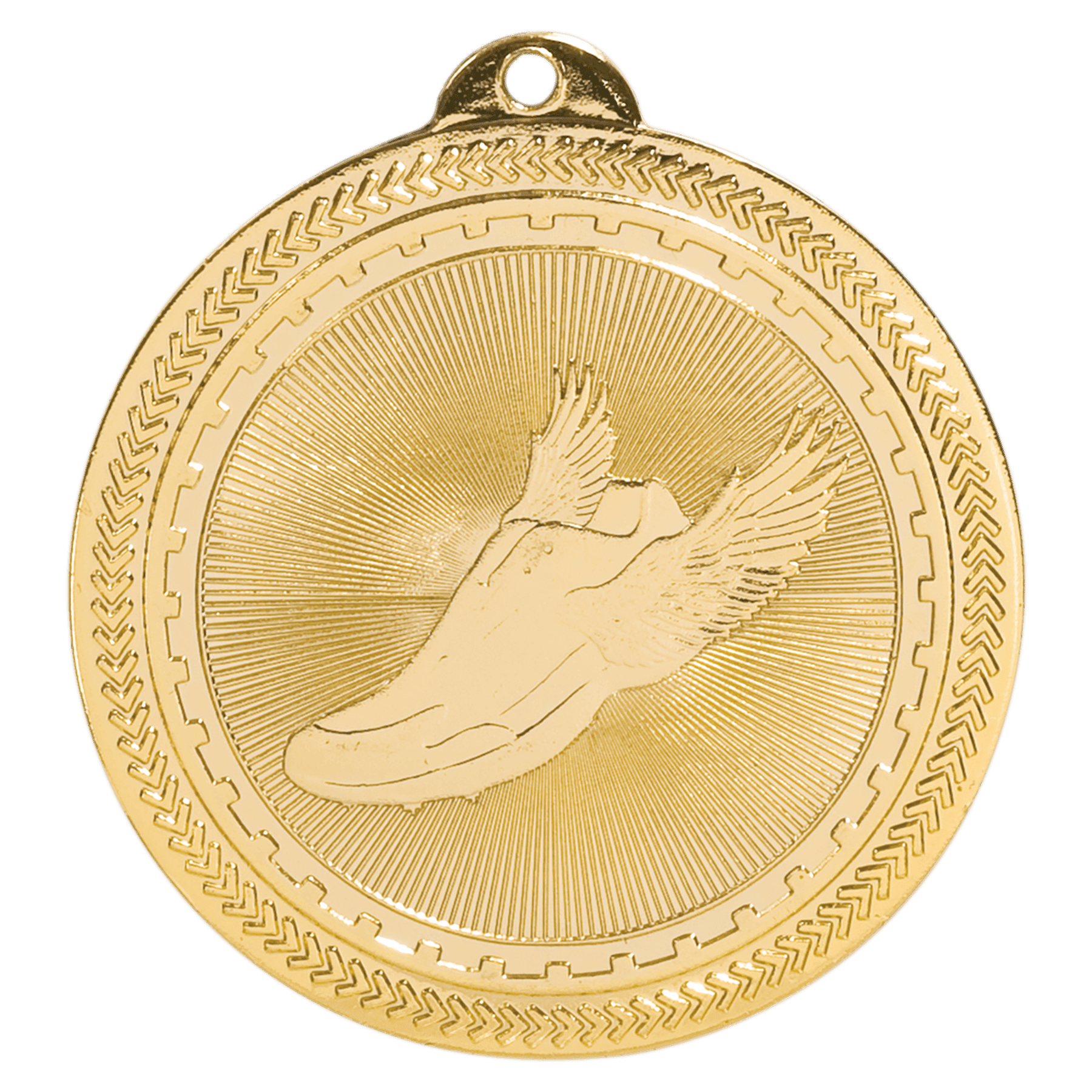 Bright Gold 2" Track Laserable BriteLazer Medal laser engravable medal