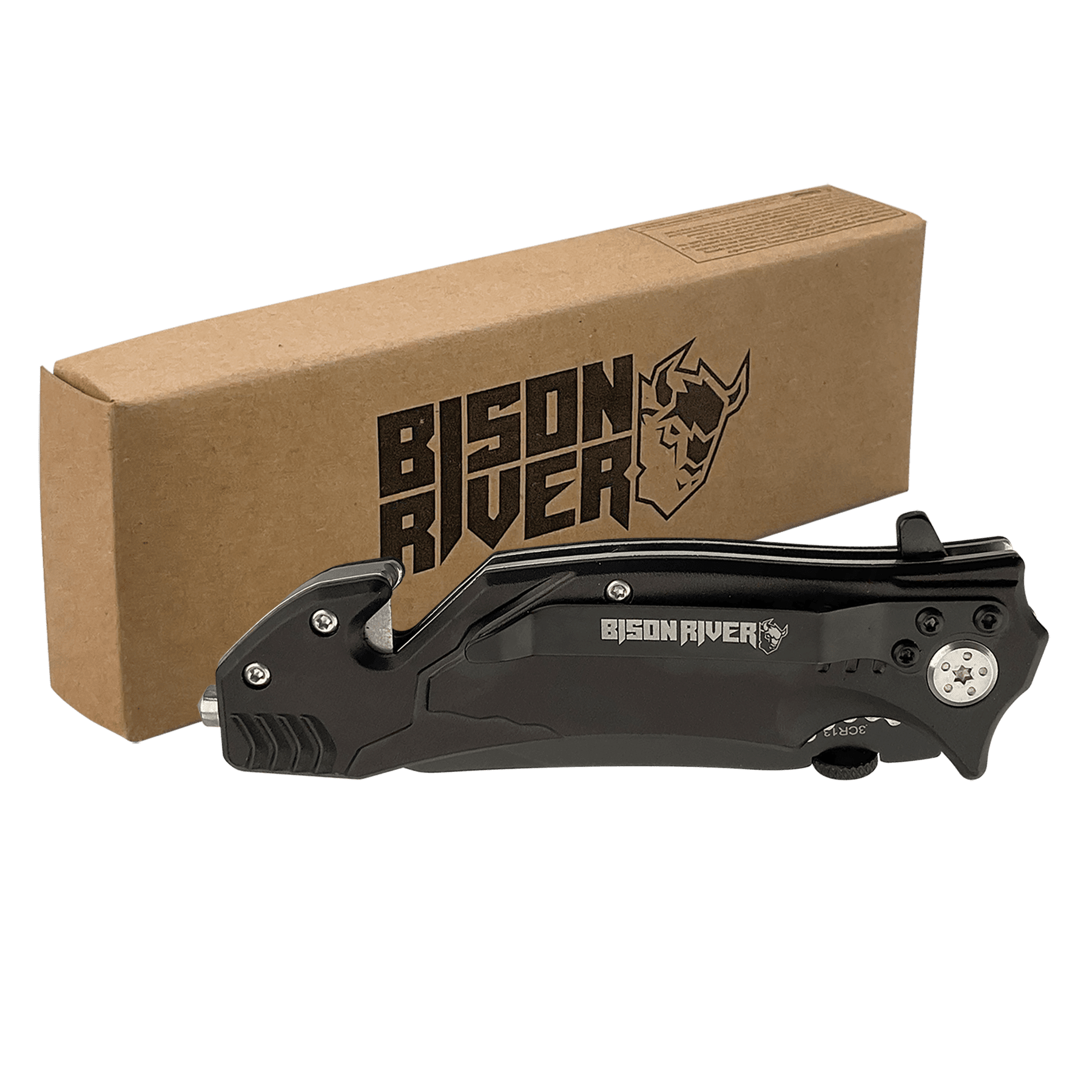 Bison River 4 1/2" Rescue Knife laser engravable