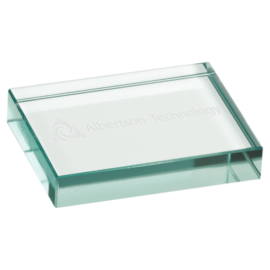 4" x 3" Jade Glass Paperweight crystal award laser engravable