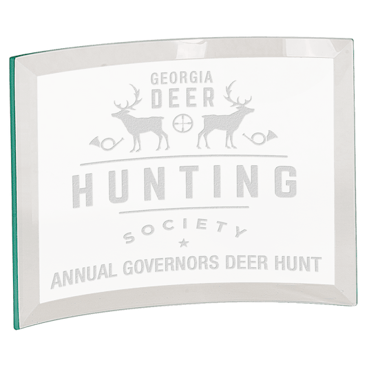 7" x 5" x 1/4" Beveled Jade Glass Crescent crystal award laser engravable