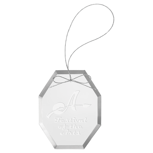 3 3/4" Clear Octagon Glass Ornament with Silver String glass award laser engravable