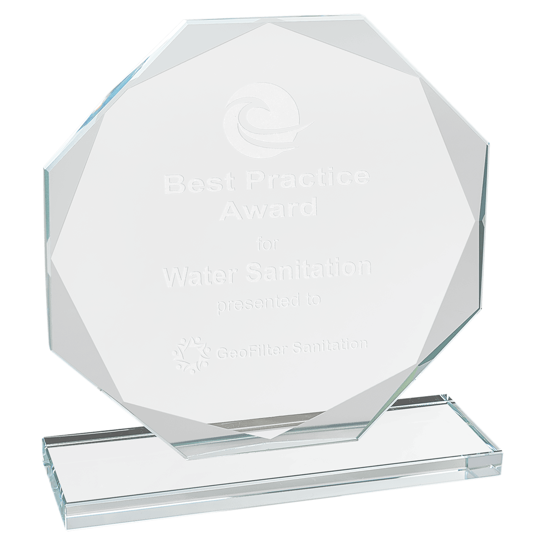 6 1/2" Octagon Clear Glass Award laser engravable