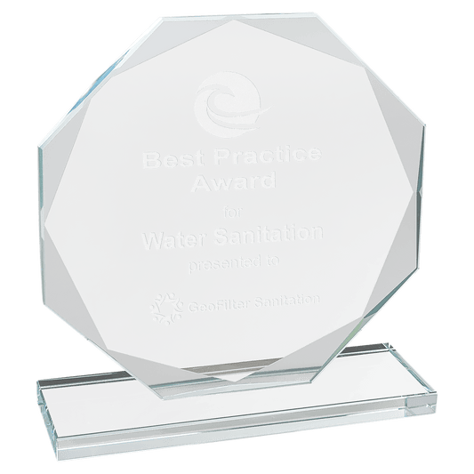 6 1/2" Octagon Clear Glass Award laser engravable
