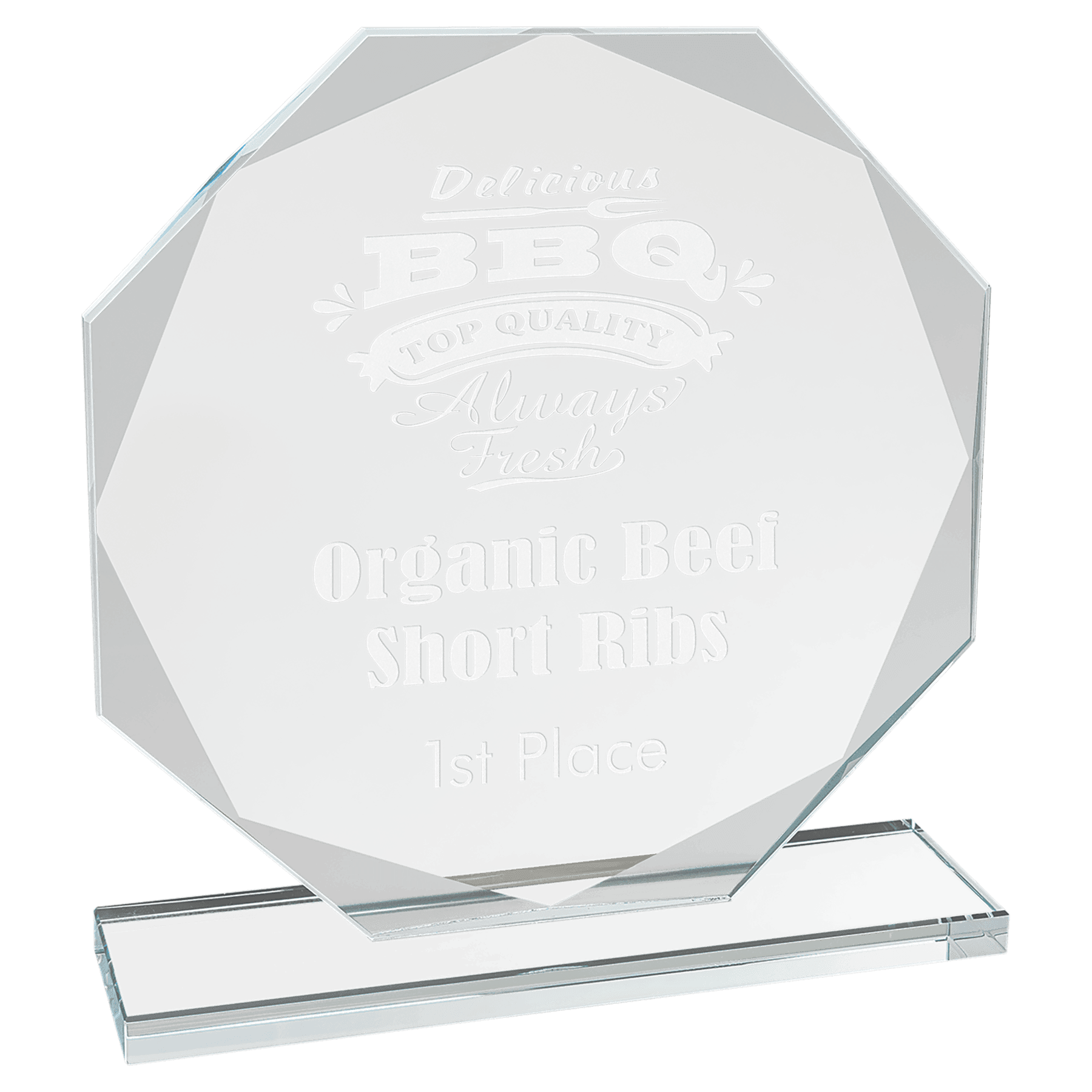 7 1/2" Octagon Clear Glass Award laser engravable