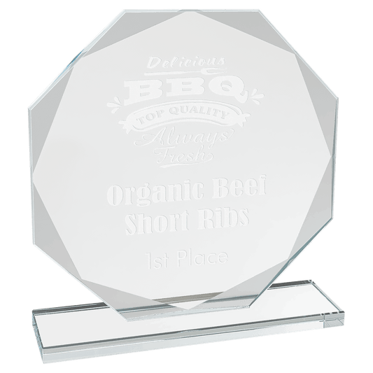7 1/2" Octagon Clear Glass Award laser engravable
