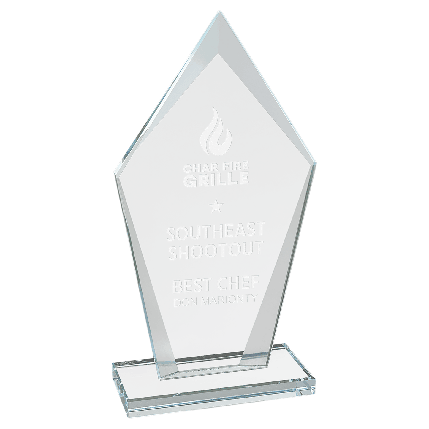 7 1/2" Diamond Clear Glass Award laser engravable