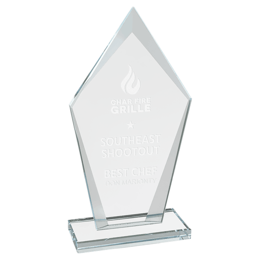 7 1/2" Diamond Clear Glass Award laser engravable