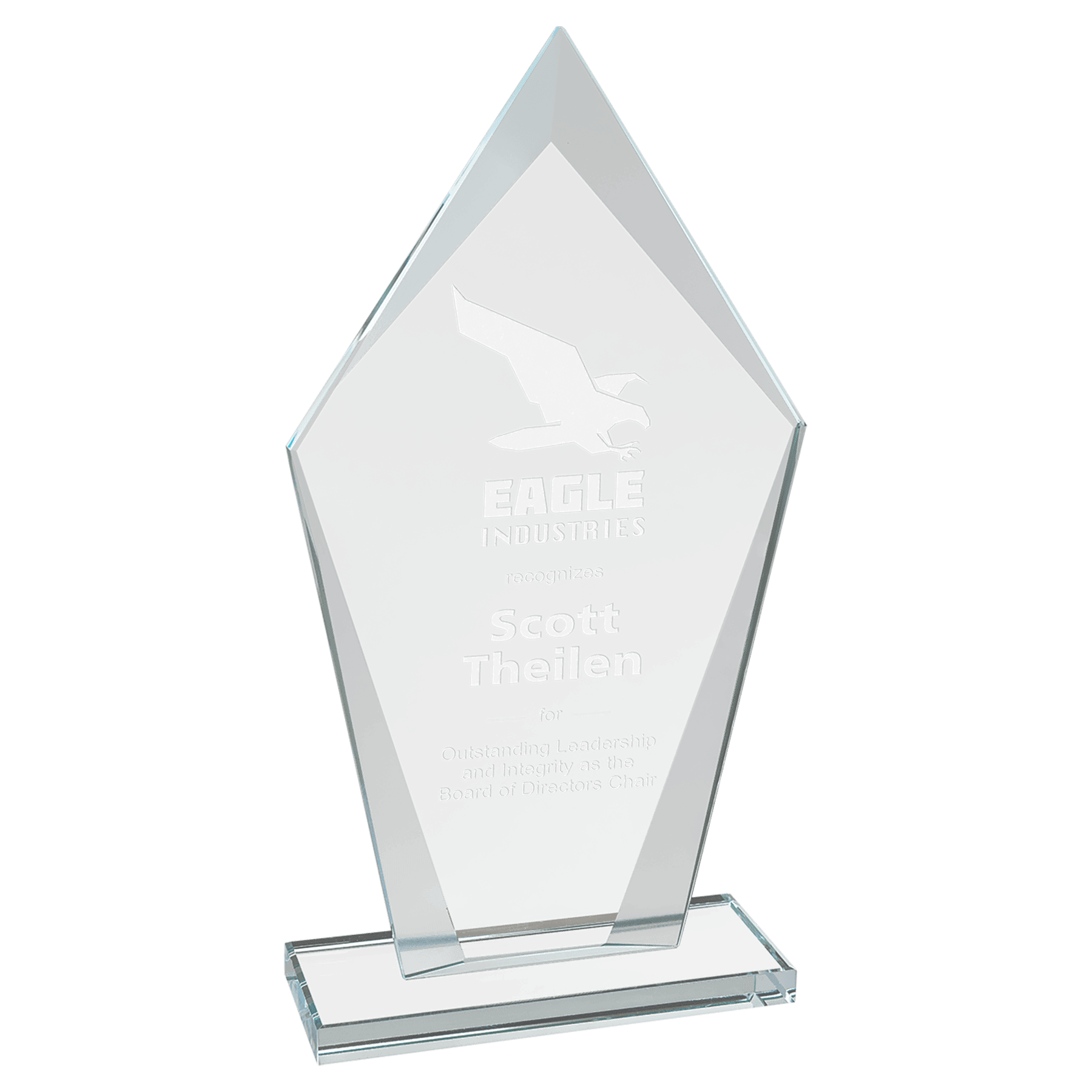 8 1/2" Diamond Clear Glass Award laser engravable