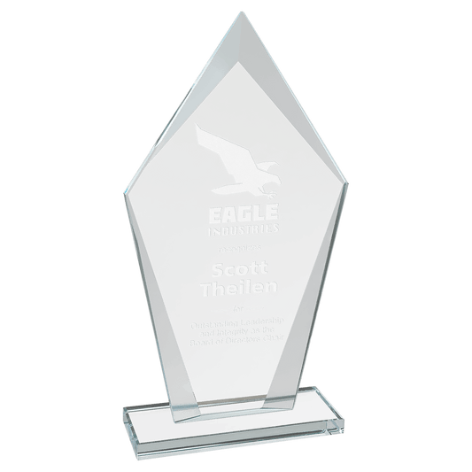 8 1/2" Diamond Clear Glass Award laser engravable
