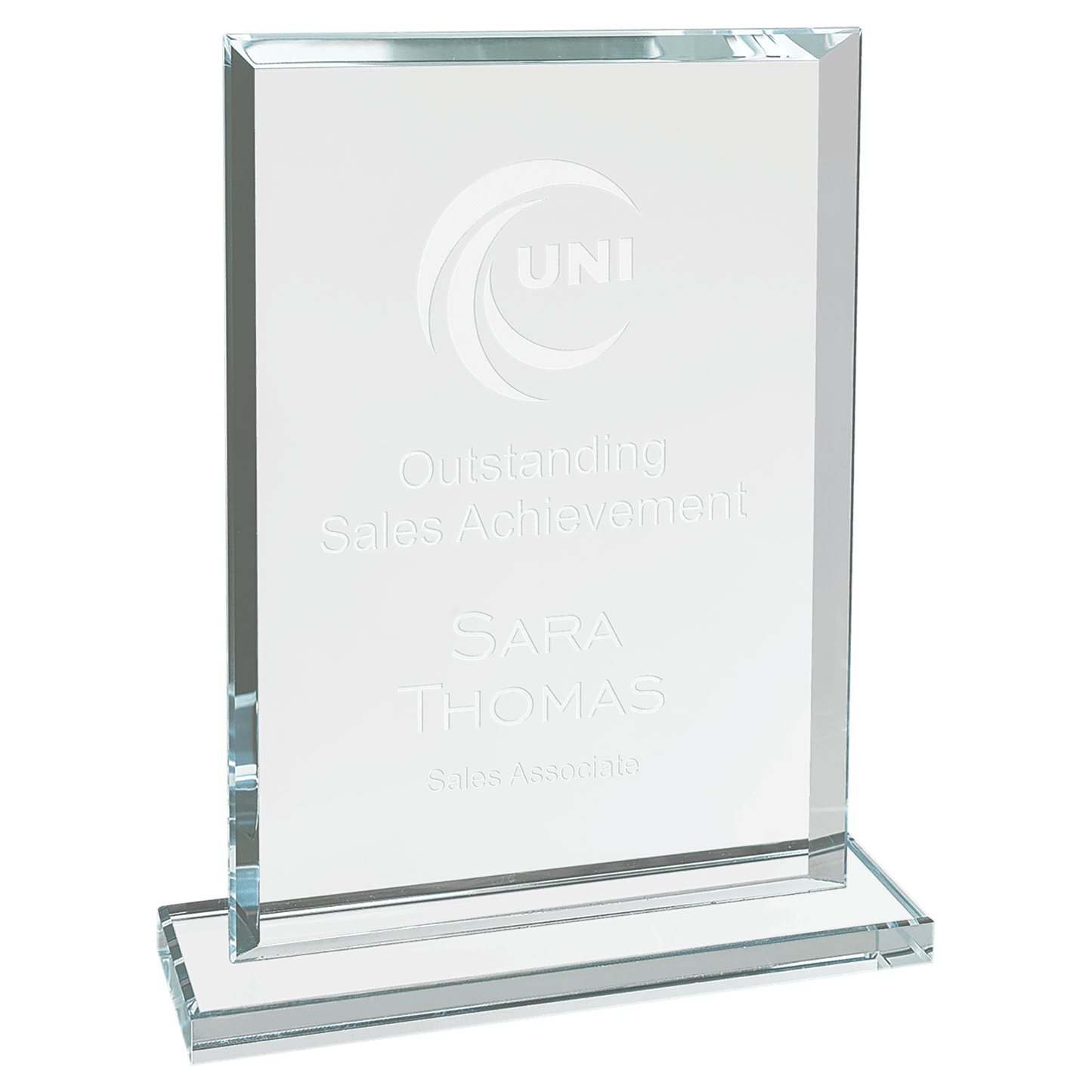 7" Rectangle Clear Glass Award laser engravable